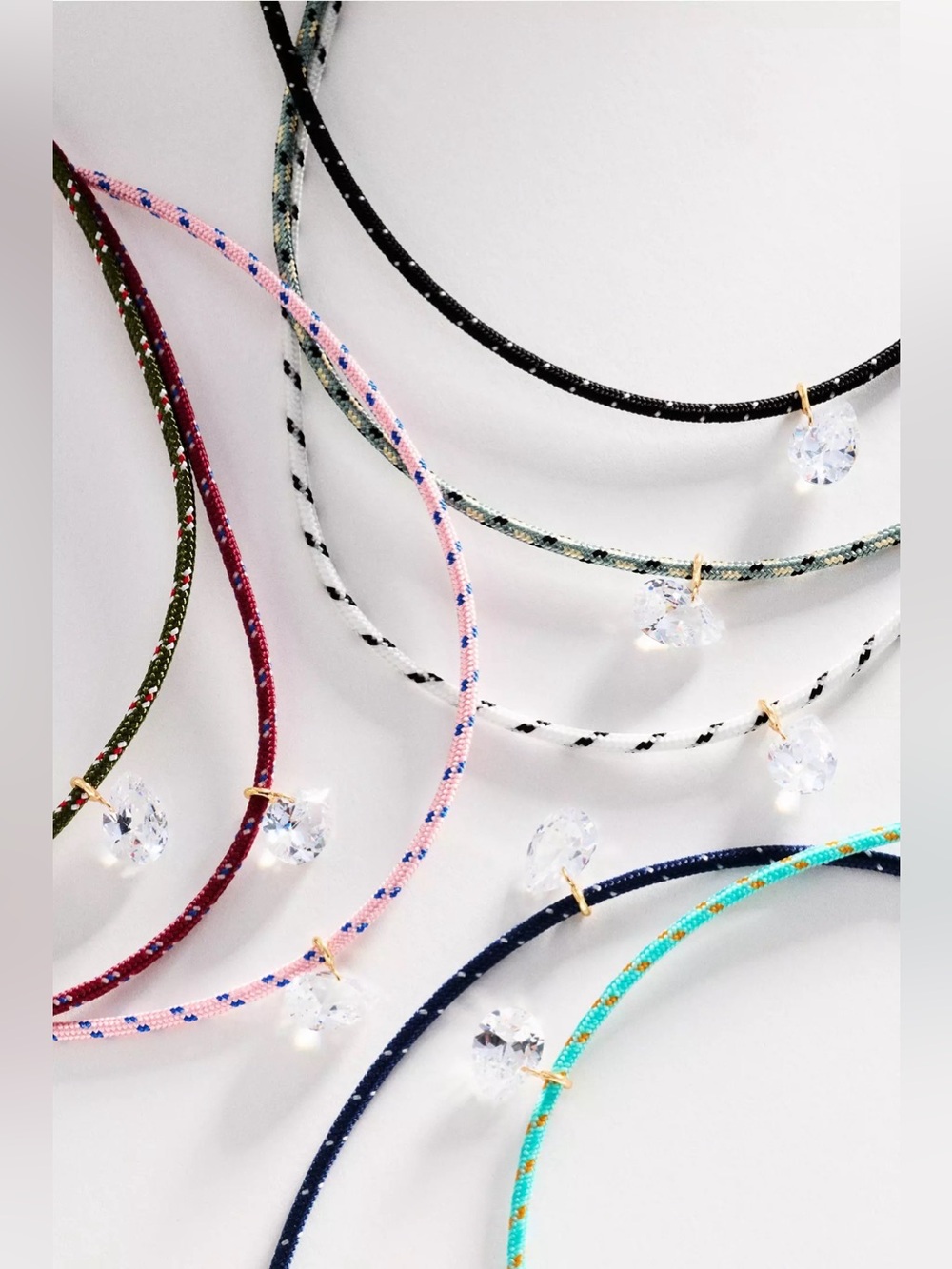 NWT Anthropologie Adjustable Corded Crystal Pendant Necklace, Black - Picture 3 of 8